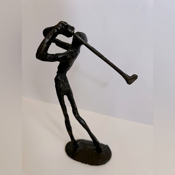 Vtg Bronze Golf Swing Sculpture 10”x4” - Picture 2 of 2